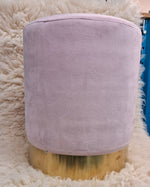 Ottoman with Gold Base - Navy Blue, Pink, and Light Grey
