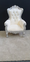 Throne Chair - Wite with Silver Frame