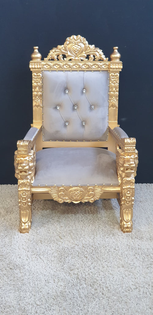 Throne Chair - Beige with Gold Frame