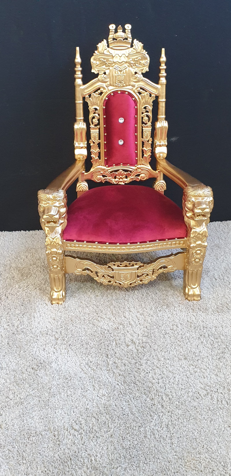 Throne Chair - Red with Gold Frame