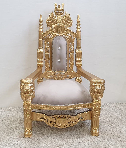 Throne Chair - Beige with Gold Frame