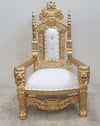 Throne Chair - White with Gold Frame