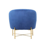 Occasional Arm Chair with Ottoman - Navy Blue Velvet