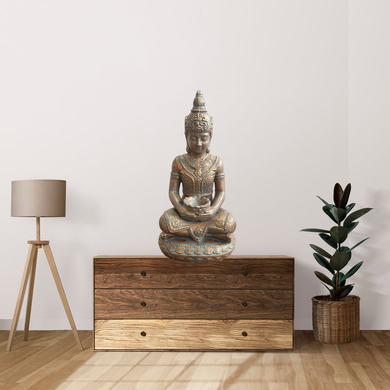 Meditating Buddha Statue - Oxidized Copper Colour