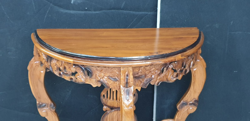 Semi Circle Hall Table - Solid Teak Wood