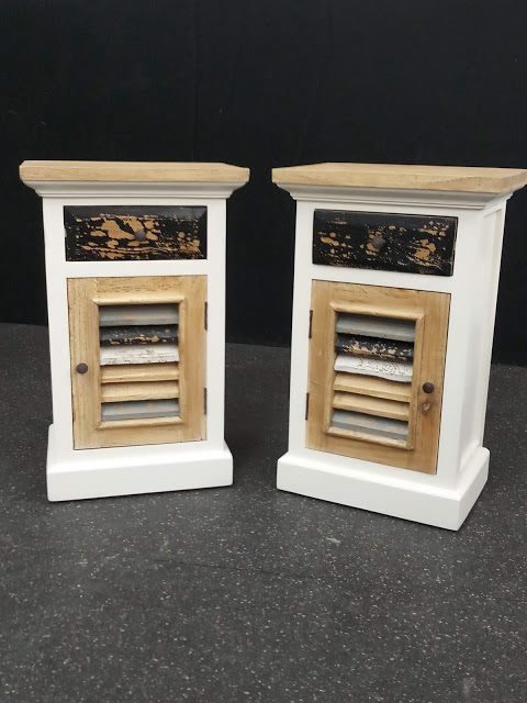 Bedside Cabinet Pair - Mindi Wood - Carolina Vintage Finish
