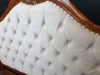 French Pattern Headboard - Mahogany Wood - King&Queen Size - Light Cream Velvet