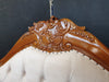 French Pattern Headboard - Mahogany Wood - King&Queen Size - Light Cream Velvet
