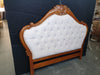 French Pattern Headboard - Mahogany Wood - King&Queen Size - Light Cream Velvet