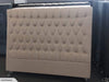 Dahlia Buttoned Queen Headboard - Oat Meal Fabric