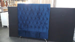 Dahlia Buttoned King Single Headboard - Navy Blue Velvet