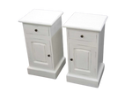 Bedside Cabinet Pair - Mindi Wood - White Distressed Finish