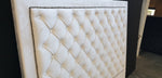 Ancona Buttoned Queen Headboard - Light Cream/Beige Velvet