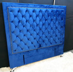 Ancona Buttoned Super King Headboard - Navy Blue Velvet