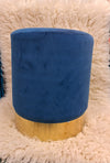 Ottoman with Gold Base - Navy Blue, Pink, and Light Grey