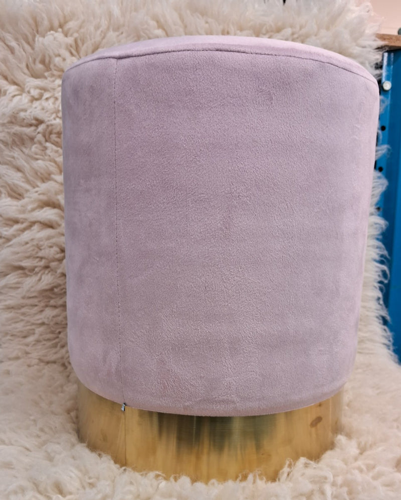 Ottoman with Gold Base - Navy Blue, Pink, and Light Grey