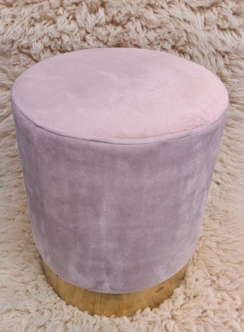 Ottoman with Gold Base - Navy Blue, Pink, and Light Grey