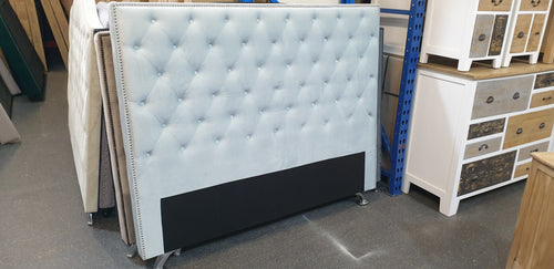 Milly Buttoned Headboard Sky blue with studs - Super King