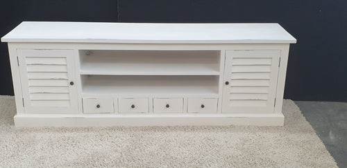 Entertainment/ TV Unit - White Distressed