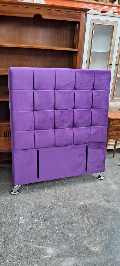 Patsy King Single Headboard - Purple Velvet