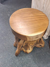 Solid Teak Root Stool - Outdoor Furniture - Flat Top