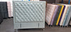 Ancona Buttoned Queen Headboard - Ash White Velvet (Sky Blue Shade)