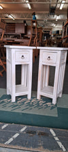 Bedside Cabinet Pair - Mindi Wood - White Wash Finish - 65cms