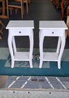 Minimalistic Bedside Cabinet Pair - Mindi Wood - White Wash Finish