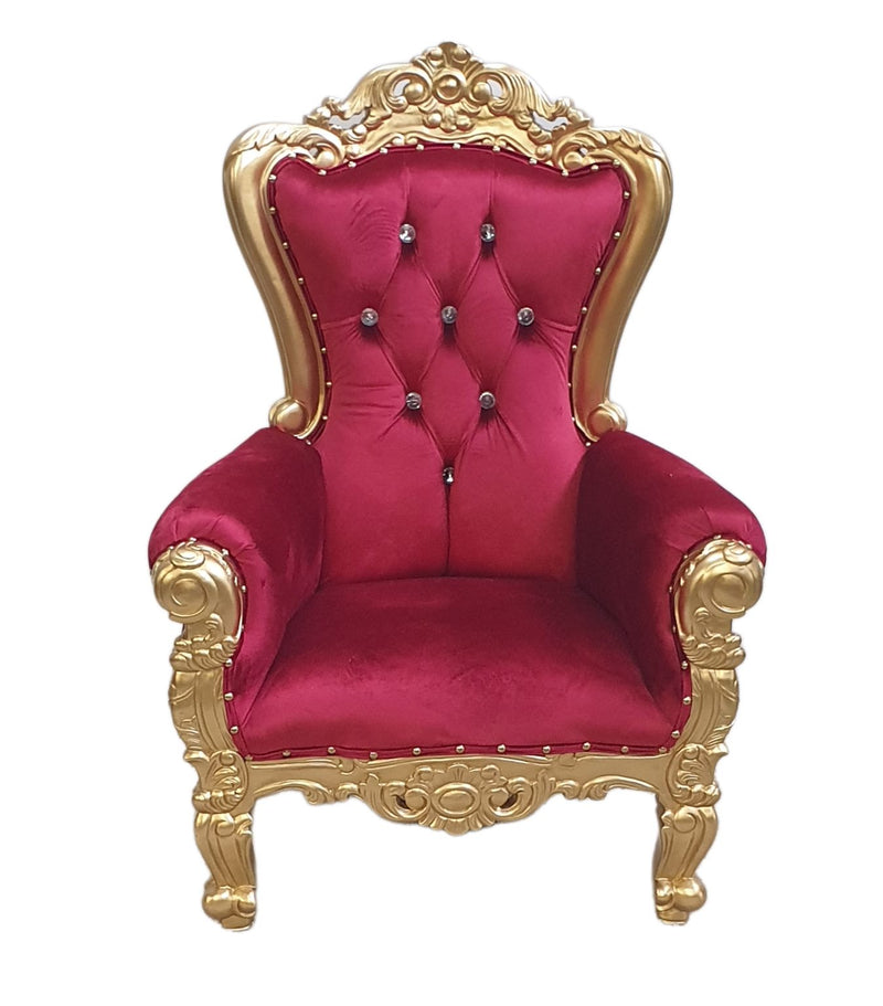 Throne Chair - Red with Gold Frame