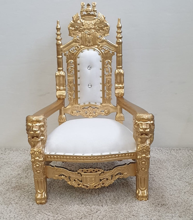 Throne Chair - White with Gold Frame