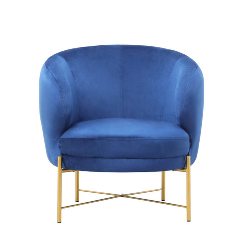 Occasional Arm Chair with Ottoman - Navy Blue Velvet