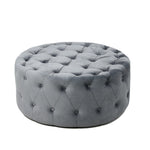 ROUND OTTOMAN / COFFEE TABLE (GRAY VELVET)