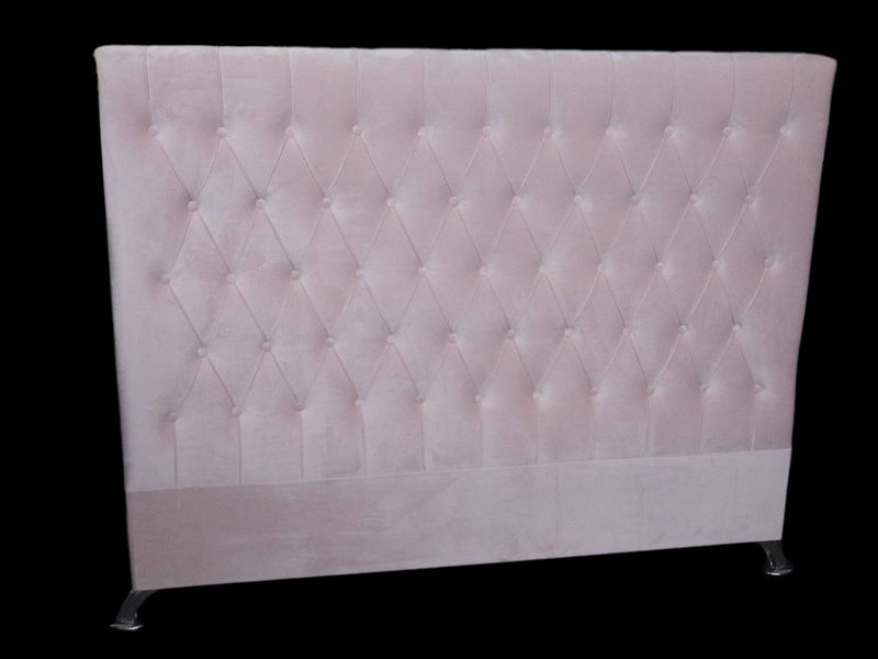 Dahlia Buttoned Super King Headboard - Pink Velvet