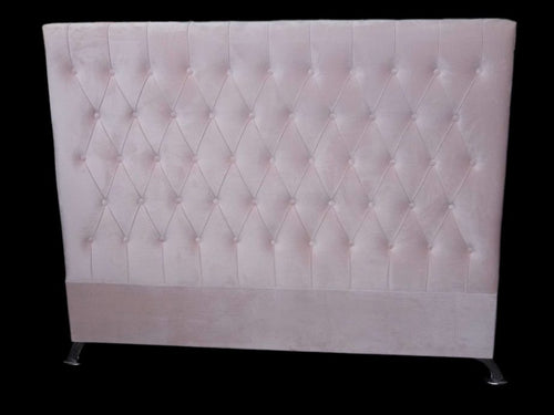 Dahlia Buttoned Super King Headboard - Pink Velvet