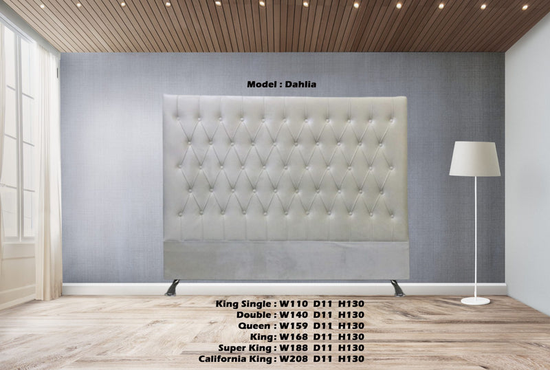 Dahlia Buttoned Super King Headboard - White Velvet