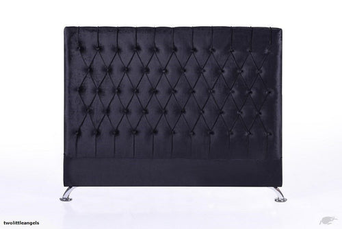 Dahlia Headboard and Bed Frame - Queen Size - Black Velvet