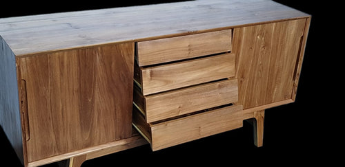 Retro Teak Buffet/Side Table - Drawers and Doors
