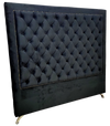 Ancona Buttoned King  Headboard - Black Velvet