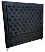 Ancona Buttoned King  Headboard - Black Velvet