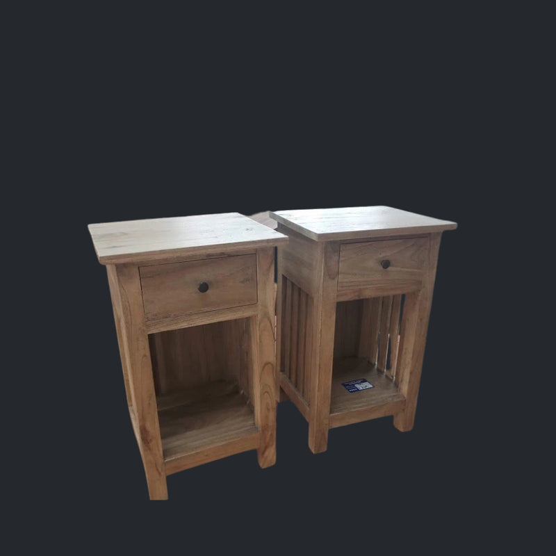 Bedside Cabinet Pair - Mindi Wood - Natural Finish