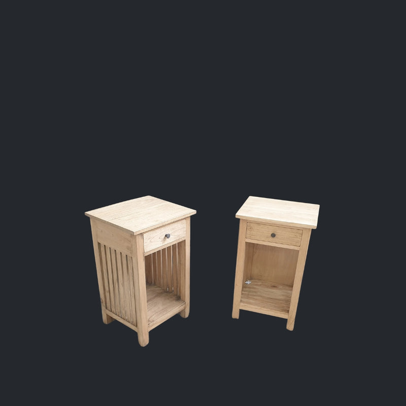 Bedside Cabinet Pair - Mindi Wood - Natural Finish