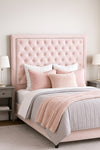 Ancona Buttoned Queen Headboard - Pink Velvet