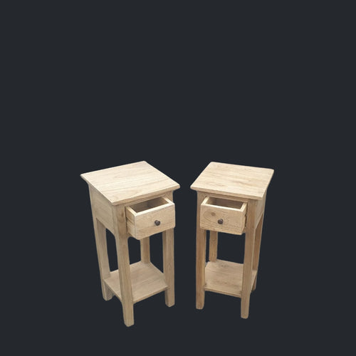 Bedside Cabinet Pair - Mindi Wood - Natural Finish