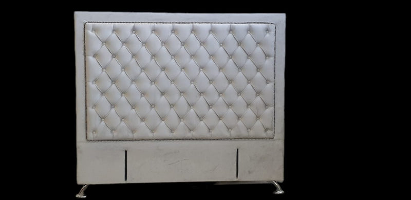 Ancona Buttoned California King Headboard - LIGHT GREY VELVET