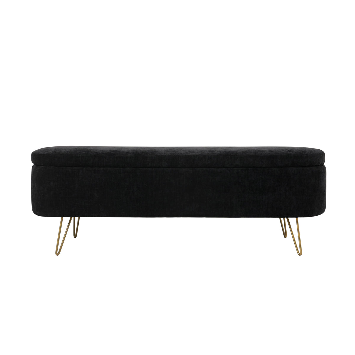 Long Storage Ottoman / Blanket Box - Black Fabric