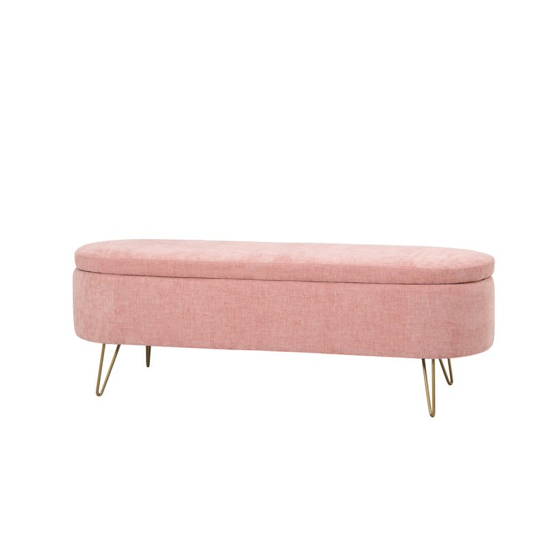 LONG OTTOMAN / STORAGE Pink Fabric