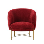 Occasional Arm Chair with Ottoman -Red Fabric