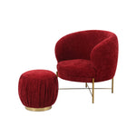 Occasional Arm Chair with Ottoman -Red Fabric