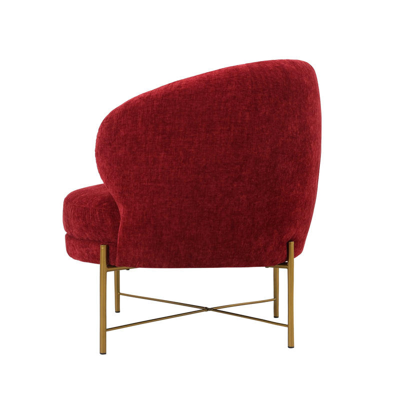 Occasional Arm Chair with Ottoman -Red Fabric