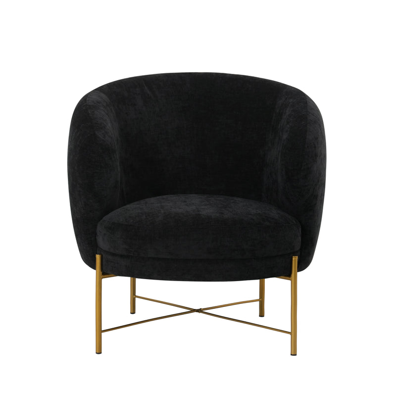 Occasional Arm Chair with Ottoman - Black Fabric